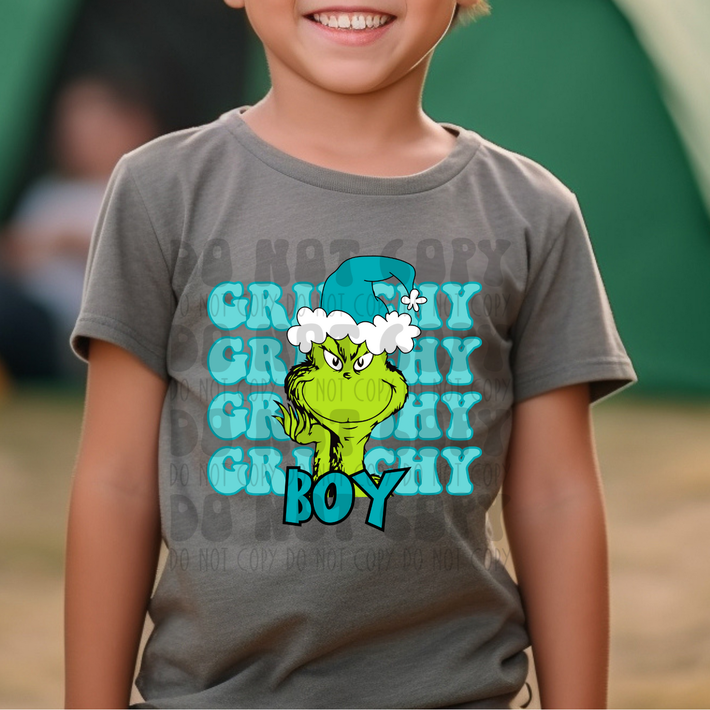GRINCHY STACKED GREEN GUY BOY - TEAL - DTF TRANSFER