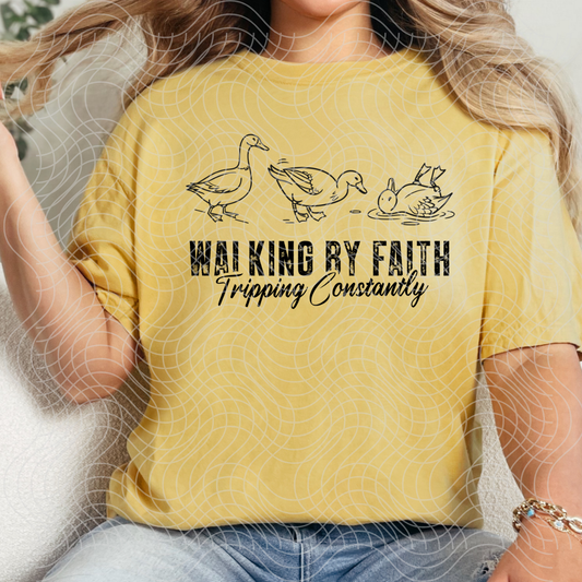 WALKING BY FAITH, BLK - DTF TRANSFER