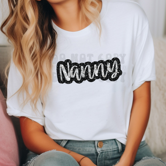 NANNY FAUX SEQUIN, SILVER/BLACK - DTF TRANSFER