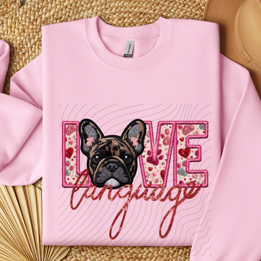 FRENCHIE- BRINDLE, FAUX EMBROIDERY & FAUX SEQUINS - DTF TRANSFER