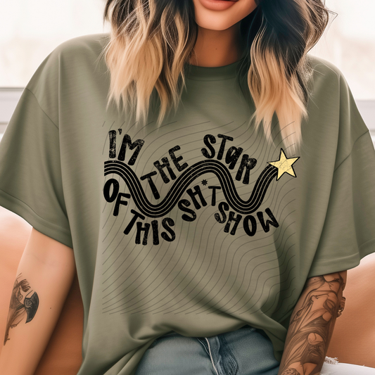 IM THE STAR BLK DISTRESSED - DTF TRANSFER