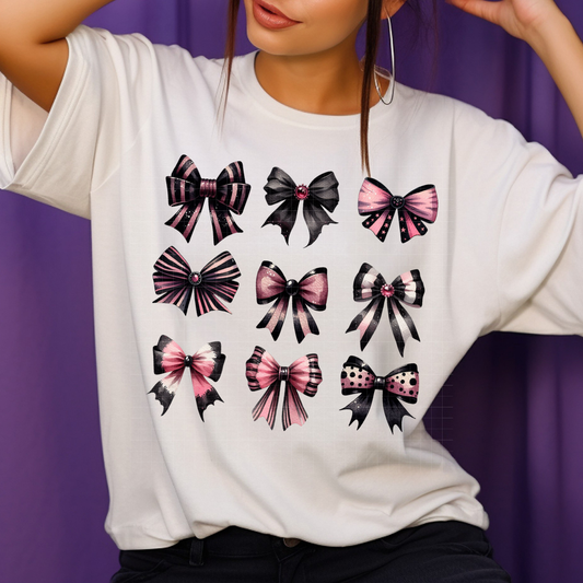 BLACK & PINK BOWS - DTF TRANSFER
