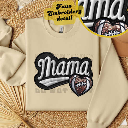 MAMA FAUX EMBROIDERY FOOTBALL - DTF TRANSFER