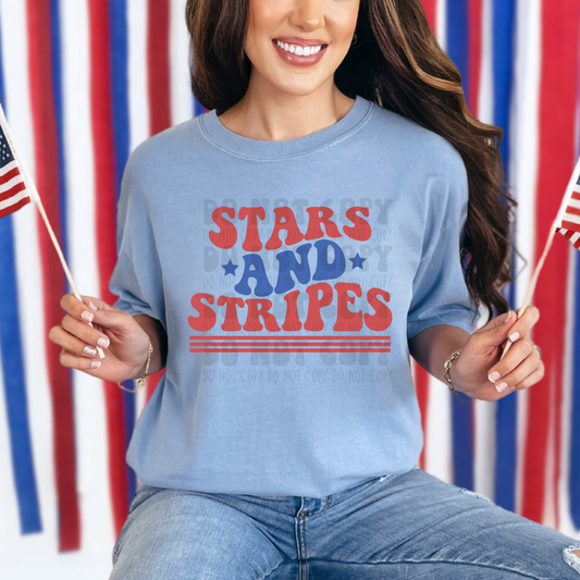 STARS AND STRIPES WAVY - DTF TRANSFER