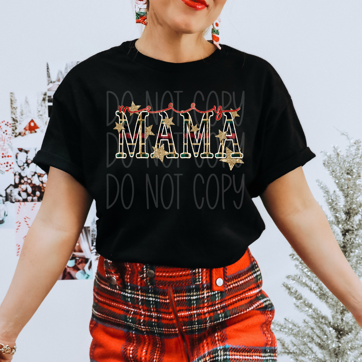 MERRY MAMA CHRISTMAS PLAID - DTF TRANSFER