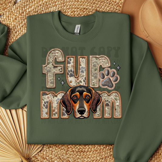 FUR MOM, COONHOUND MIX - FAUX EMBROIDERY - DTF TRANSFER