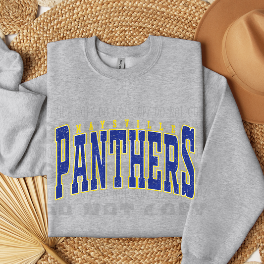 PANTHERS VARSITY ARCHED DISTRESSED - DTF TRANSFER