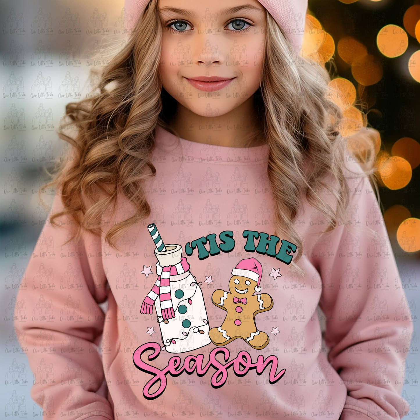 TIS' THE SEASON GINGERBREAD - PINK - DTF TRANSFER