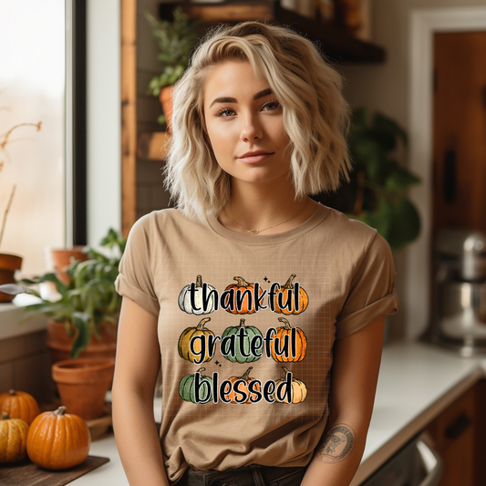 THANKFUL GRATEFUL BLESSED PUMPKINS - DTF TRANSFER