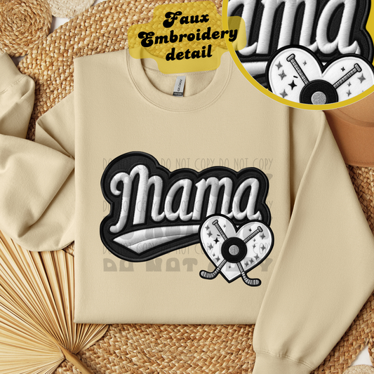 MAMA FAUX EMBROIDERY HOCKEY - DTF TRANSFER