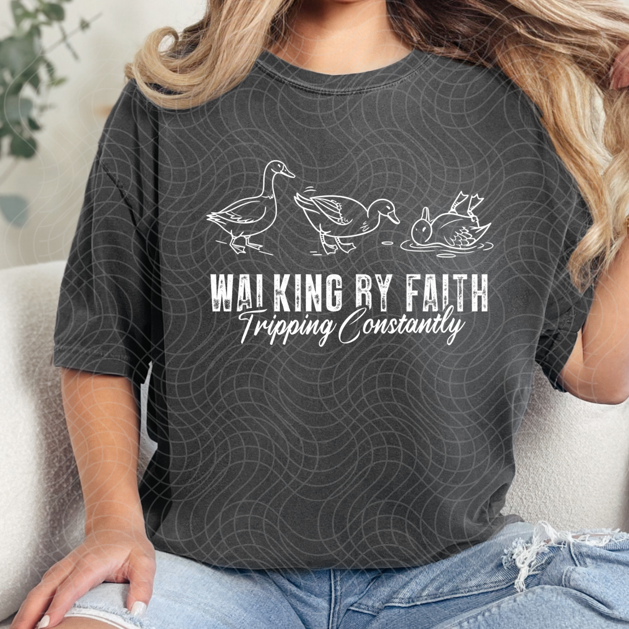 WALKING BY FAITH, WHT - DTF TRANSFER