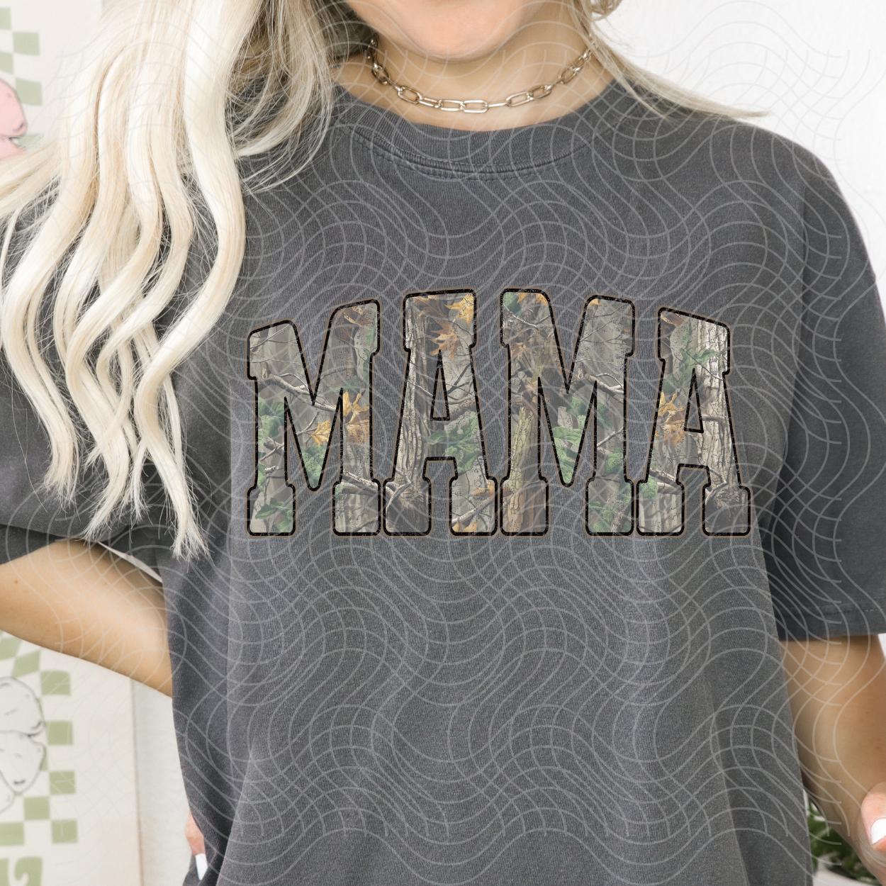 MAMA BLK OUTLINE DISTRESSED - DTF TRANSFER