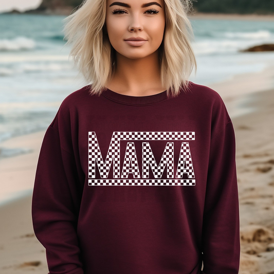 MAMA WHT CHECKERED - DTF TRANSFER