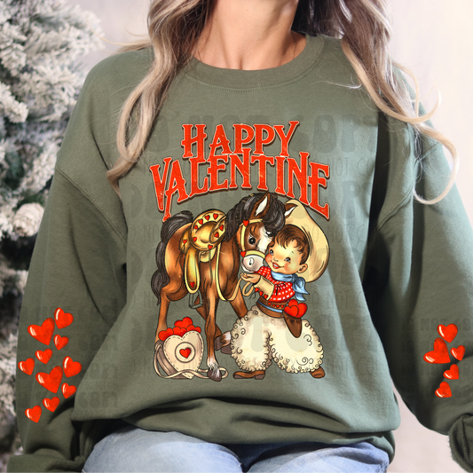 HAPPY VALENTINES COWBOY W/ SLEEVE - DTF TRANSFER