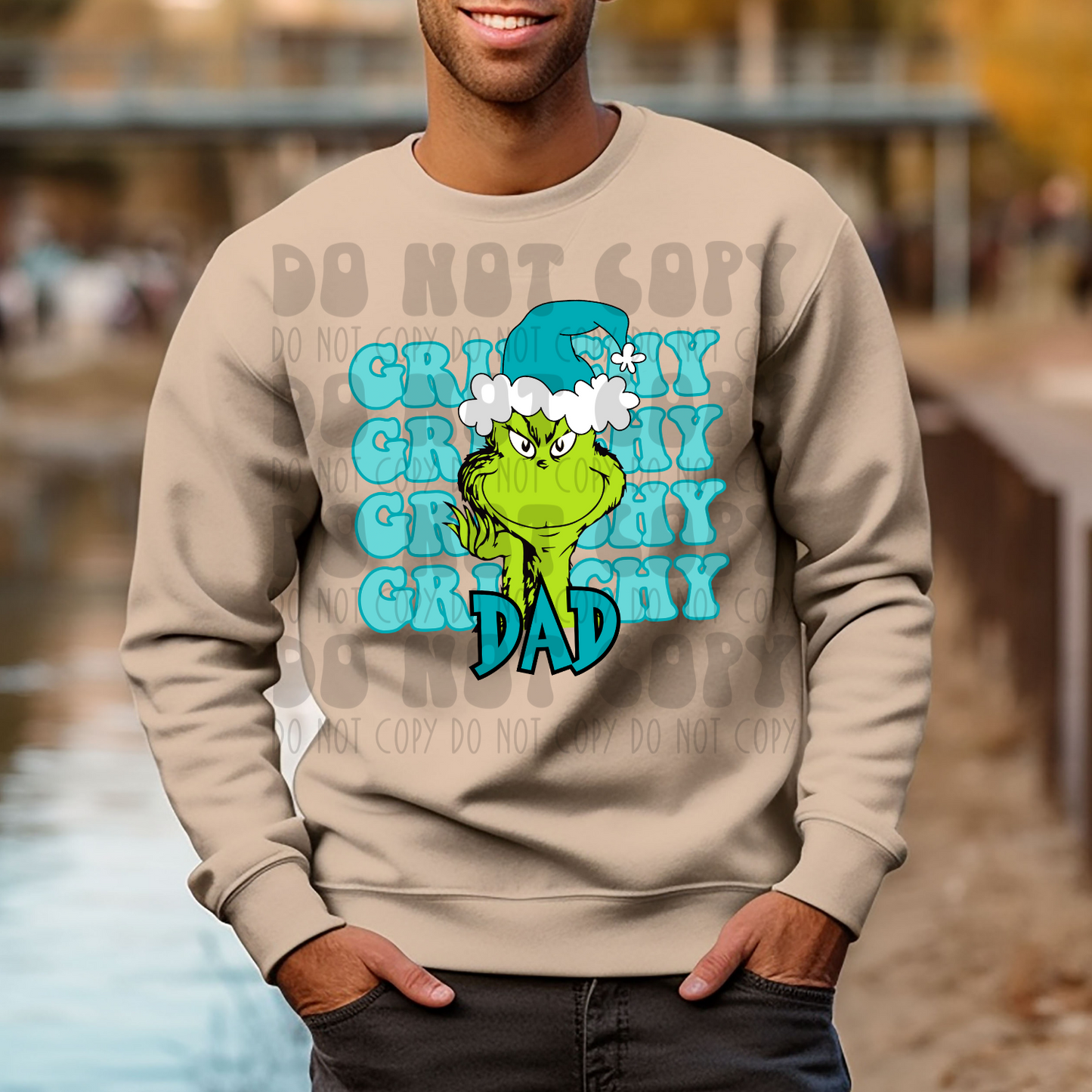 GRINCHY STACKED GREEN GUY DAD - TEAL - DTF TRANSFER