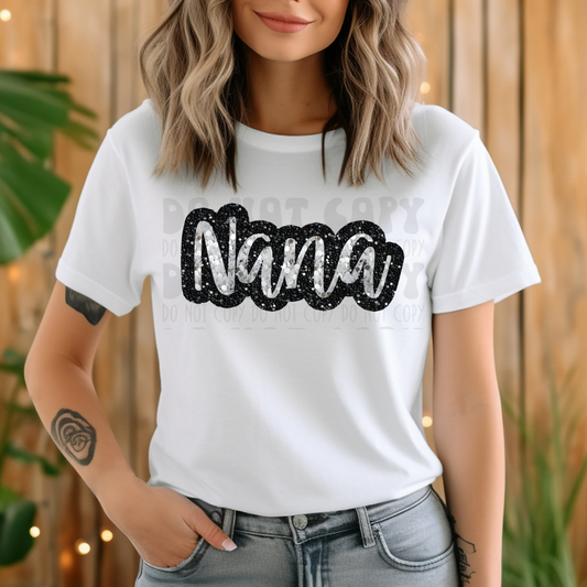NANA FAUX SEQUIN, SILVER/BLACK - DTF TRANSFER