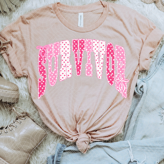 SURVIVOR PINK POLKA DOT - DTF TRANSFER
