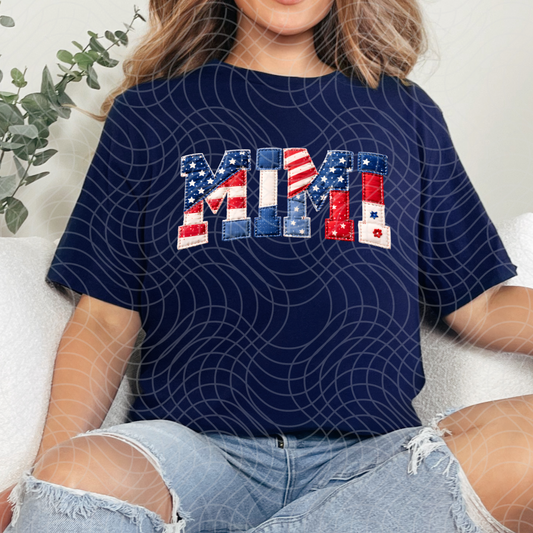 MIMI PATRIOTIC PATCHWORK - DTF TRANSFER