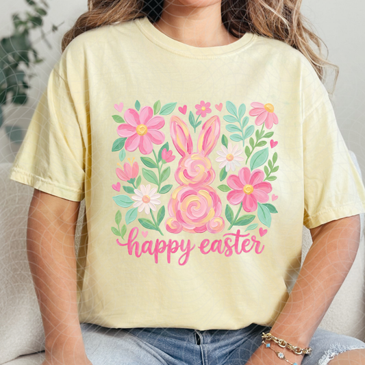 HAPPY EASTER WATERCOLOR BUNNY - DTF TRANSFER
