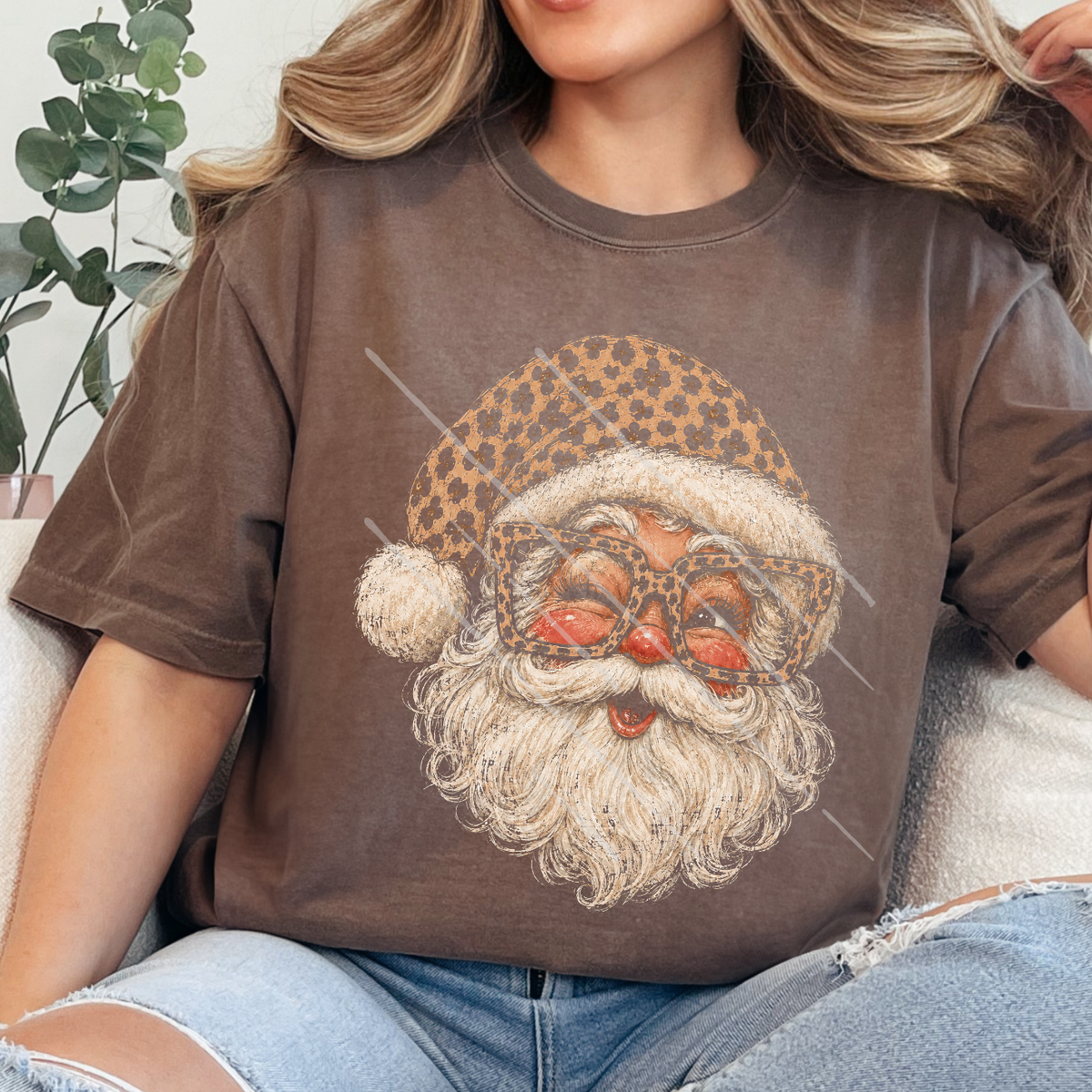 HALFTONE WINKING SANTA - DTF TRANSFER