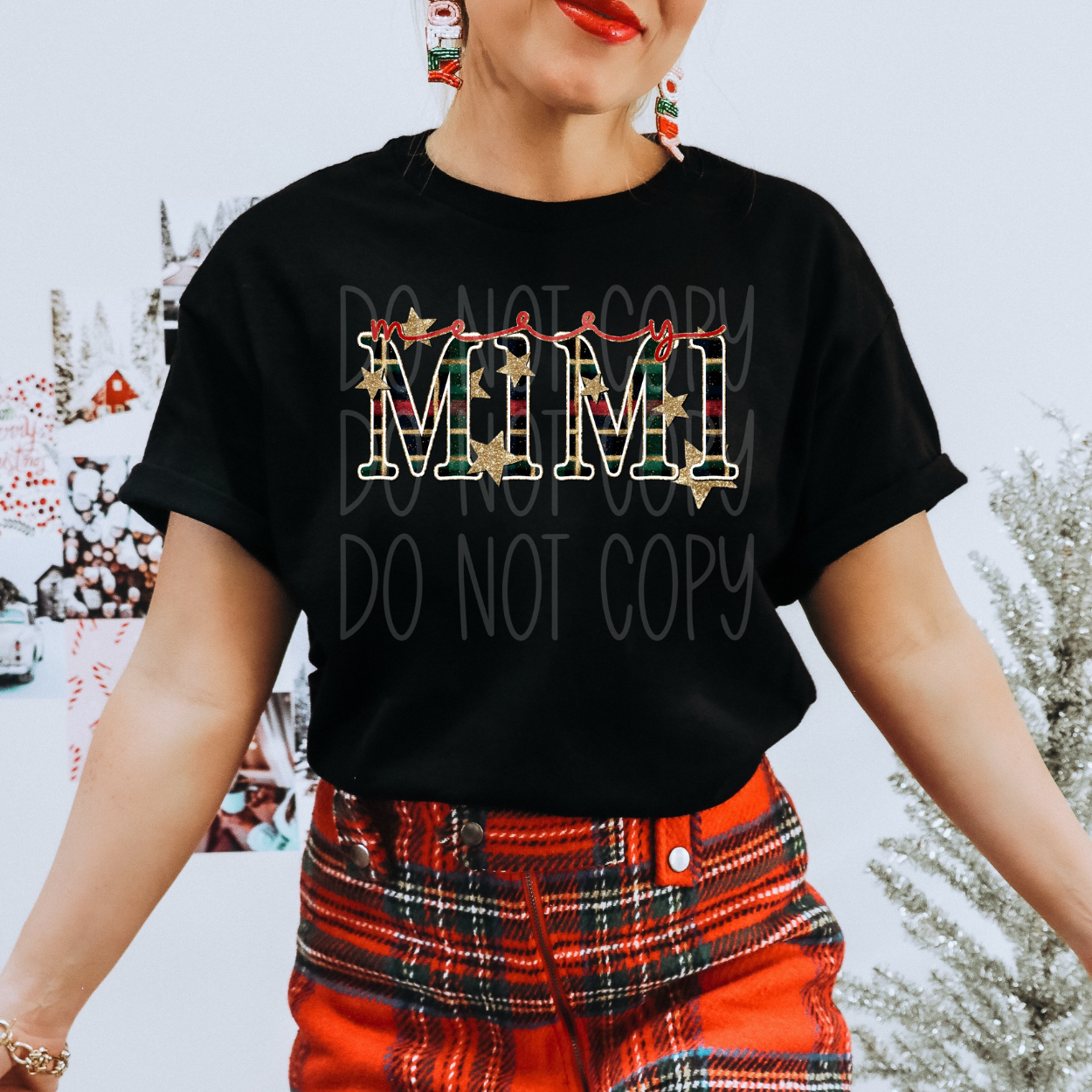 MERRY MIMI CHRISTMAS PLAID - DTF TRANSFER
