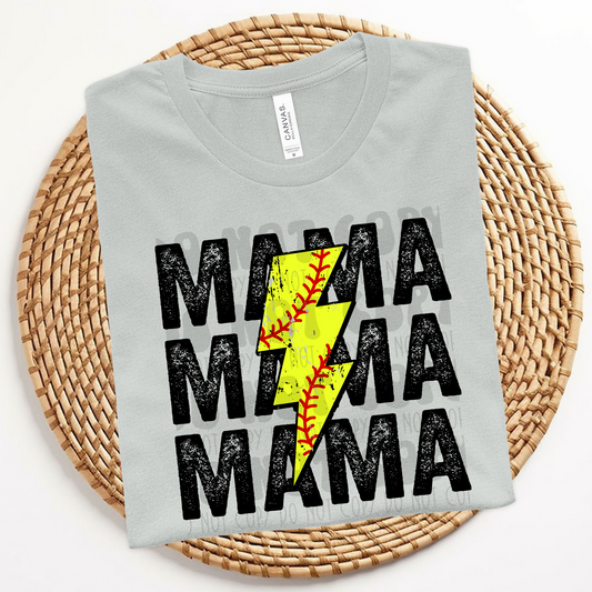 STACKED MAMA SOFTBALL BOLT - DTF TRANSFER