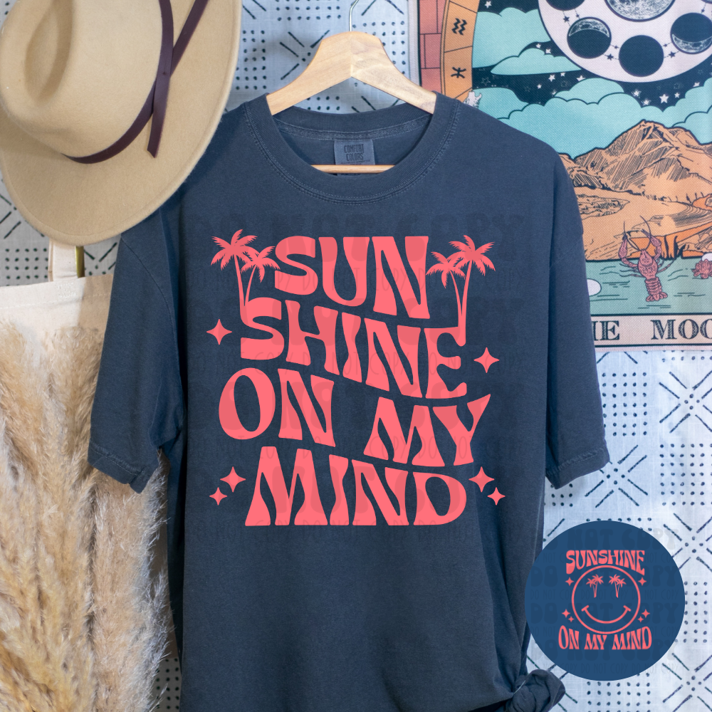SUNSHINE ON MY MIND CORAL W/POCKET - DTF TRANSFER