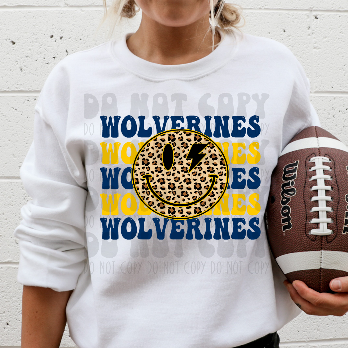 WOLVERINES STACKED SMILEY - DTF TRANSFER