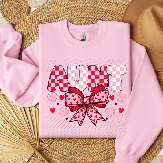 AUNT PINK RED CHECK - DTF TRANSFER