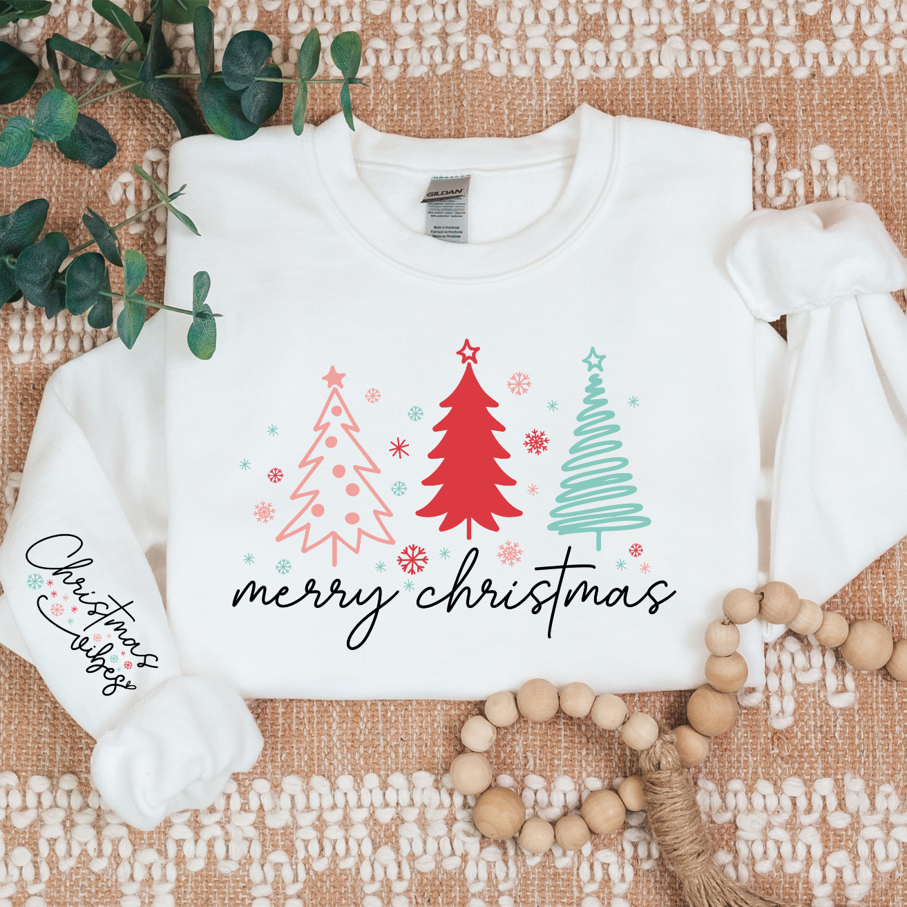 MERRY CHRISTMAS TREES W/ SLEEVE - DTF TRANSFER