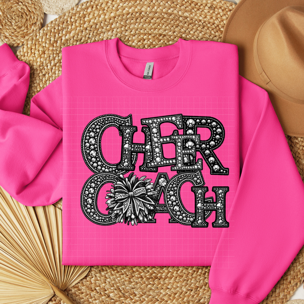 CHEER COACH FAUX RHINESTONES - DTF TRANSFER