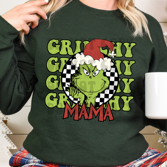 GRINCHY STACKED GREEN GUY MAMA - GREEN - DTF TRANSFER