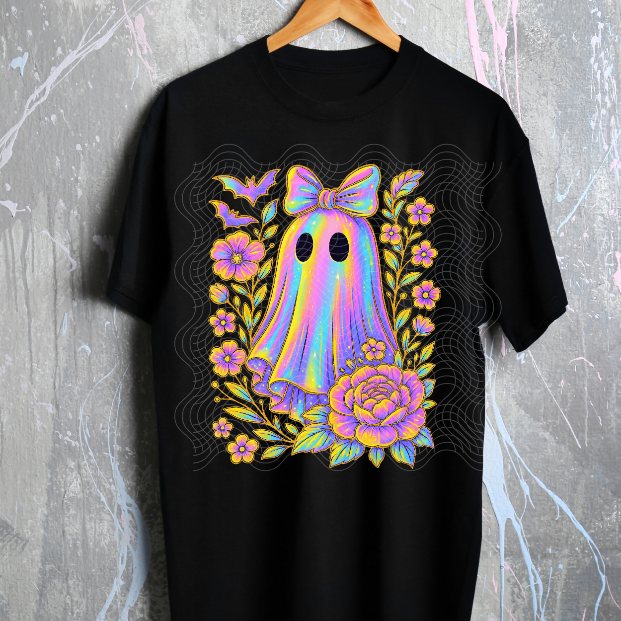 IRIDESCENT FLORAL GHOST - DTF TRANSFER