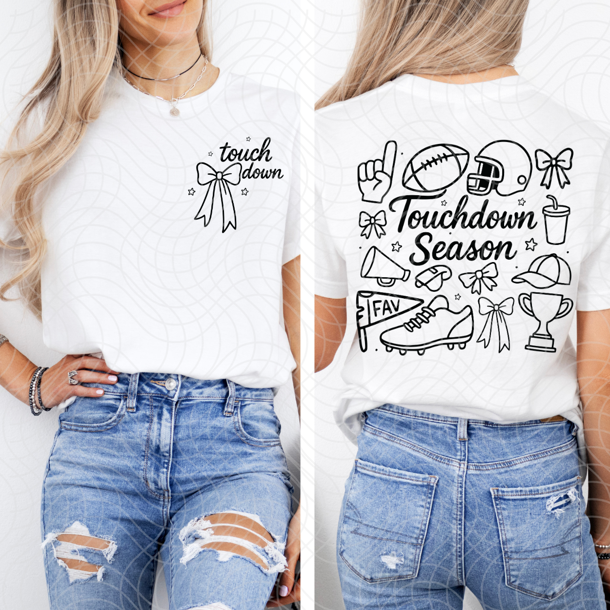 TOUCH DOWN SEASON AND BACK W/ POCKET BLACK - DTF TRANSFER