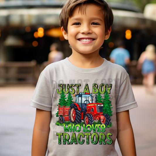 BOY WHO LOVES TRACTORS RED - DTF TRANSFER