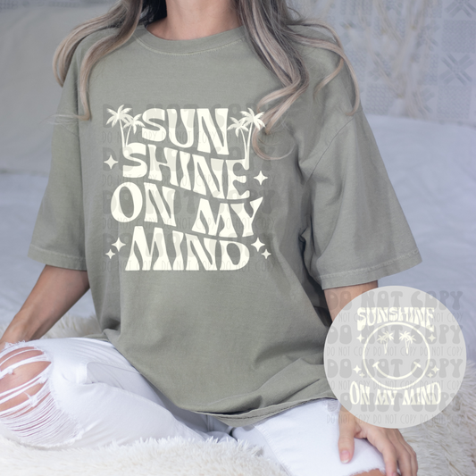 SUNSHINE ON MY MIND WHT W/POCKET - DTF TRANSFER