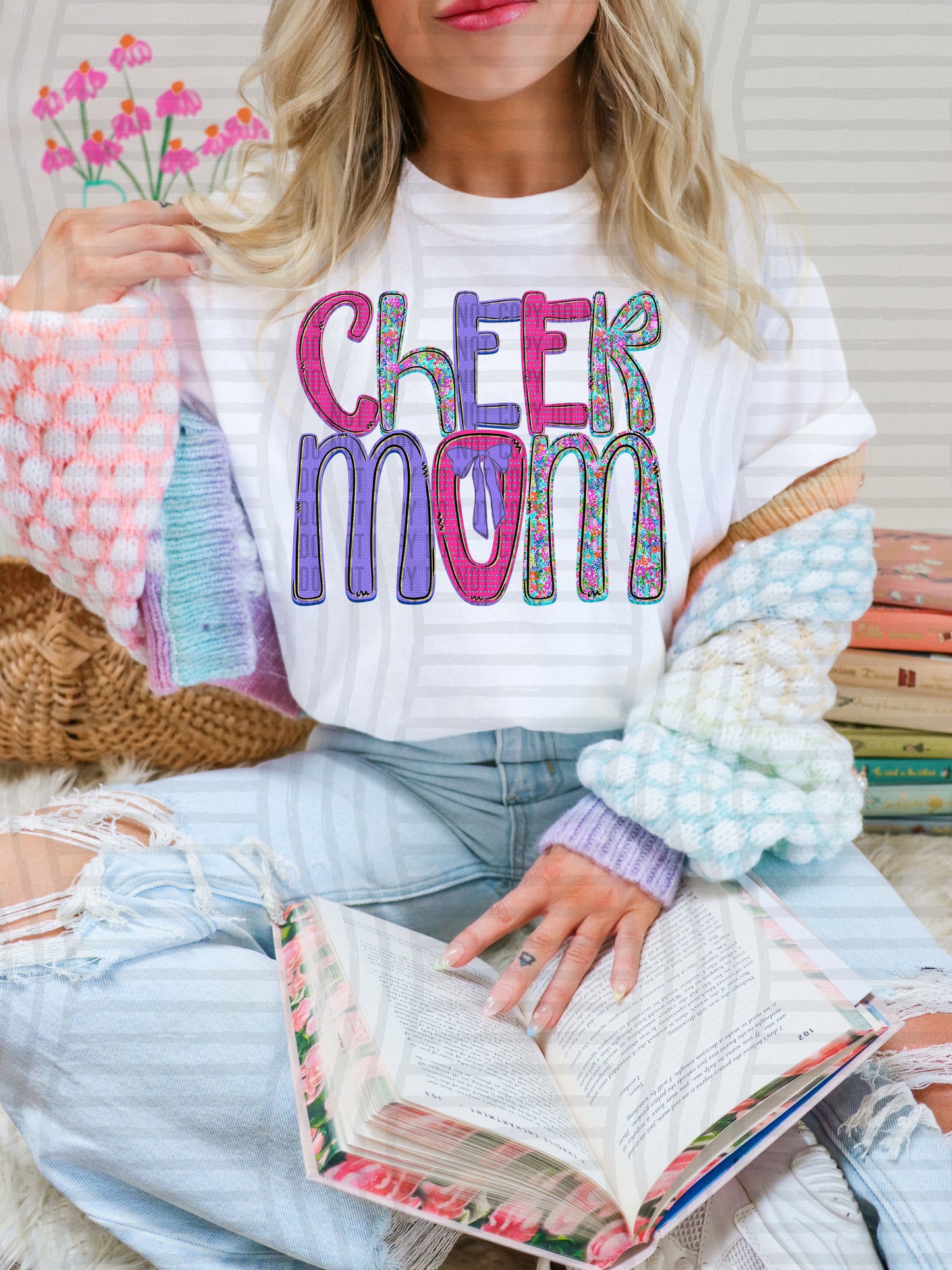 FLORAL CHEER MOM - DTF TRANSFER