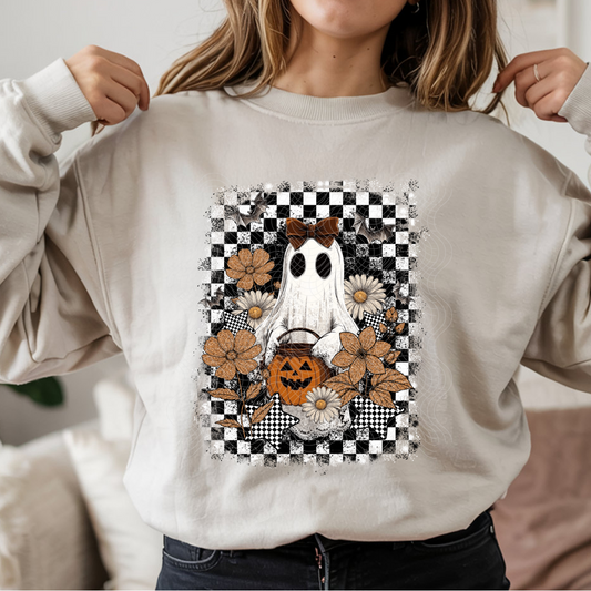 GHOSTIE CHECKERED BACKGROUND - DTF TRANSFER