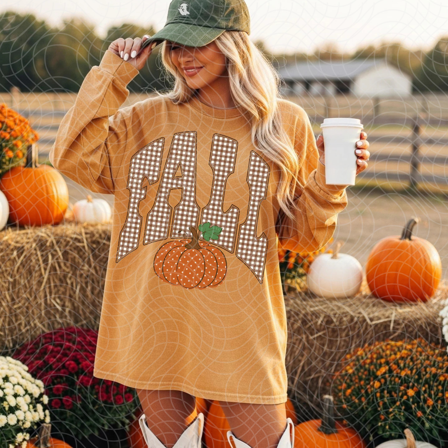 FALL GINGHAM PUMPKIN - DTF TRANSFER