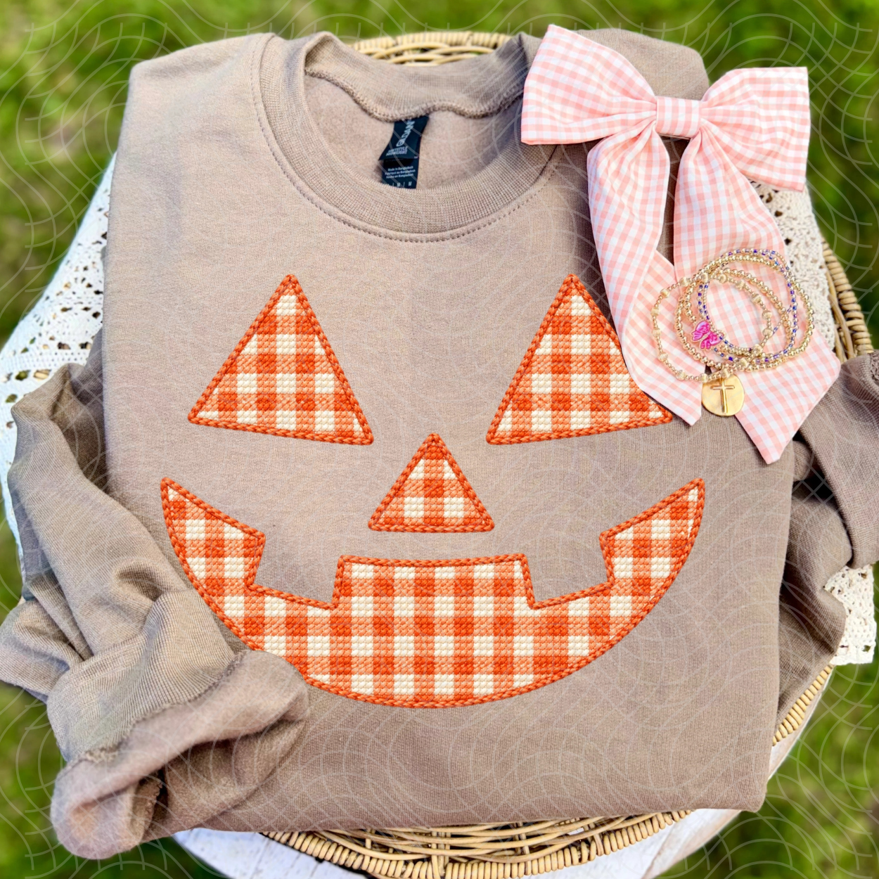 ORANGE PLAID JACK-O-LANTERN - DTF TRANSFER