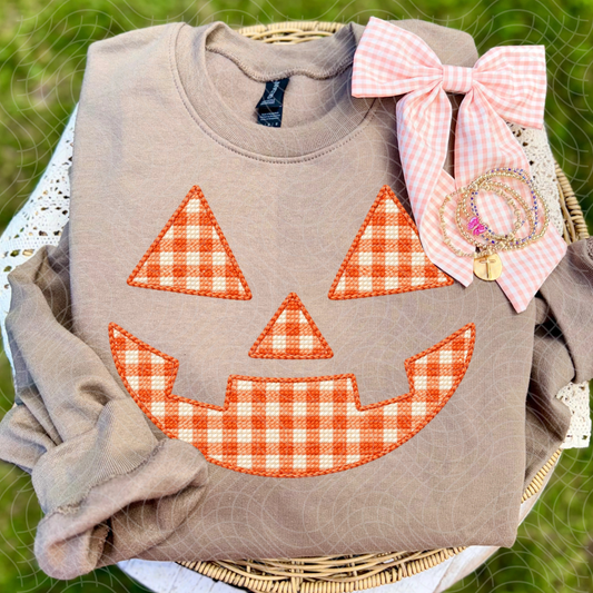 ORANGE PLAID JACK-O-LANTERN - DTF TRANSFER