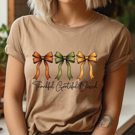 THANKFUL GRATEFUL BLESSED BOWS - DTF TRANSFER