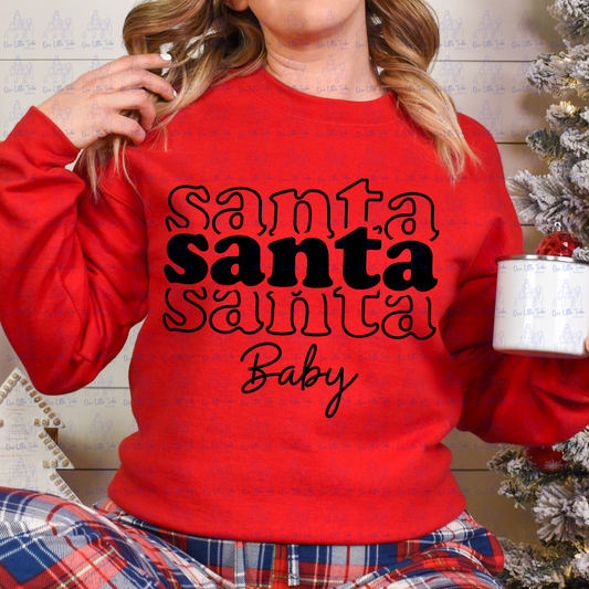 SANTA BABY STACKED RETRO - BLACK - DTF TRANSFER