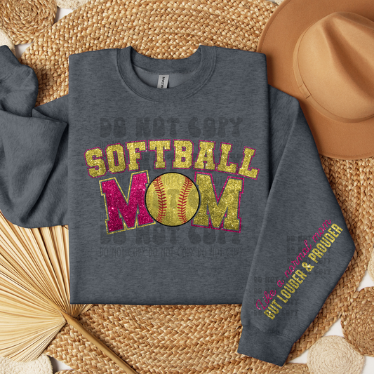 SOFTBALL MOM W/SLEEVE - DTF TRANSFER