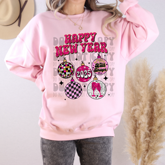 HAPPY NEW YEAR 2025 PINK BULBS - DTF TRANSFER
