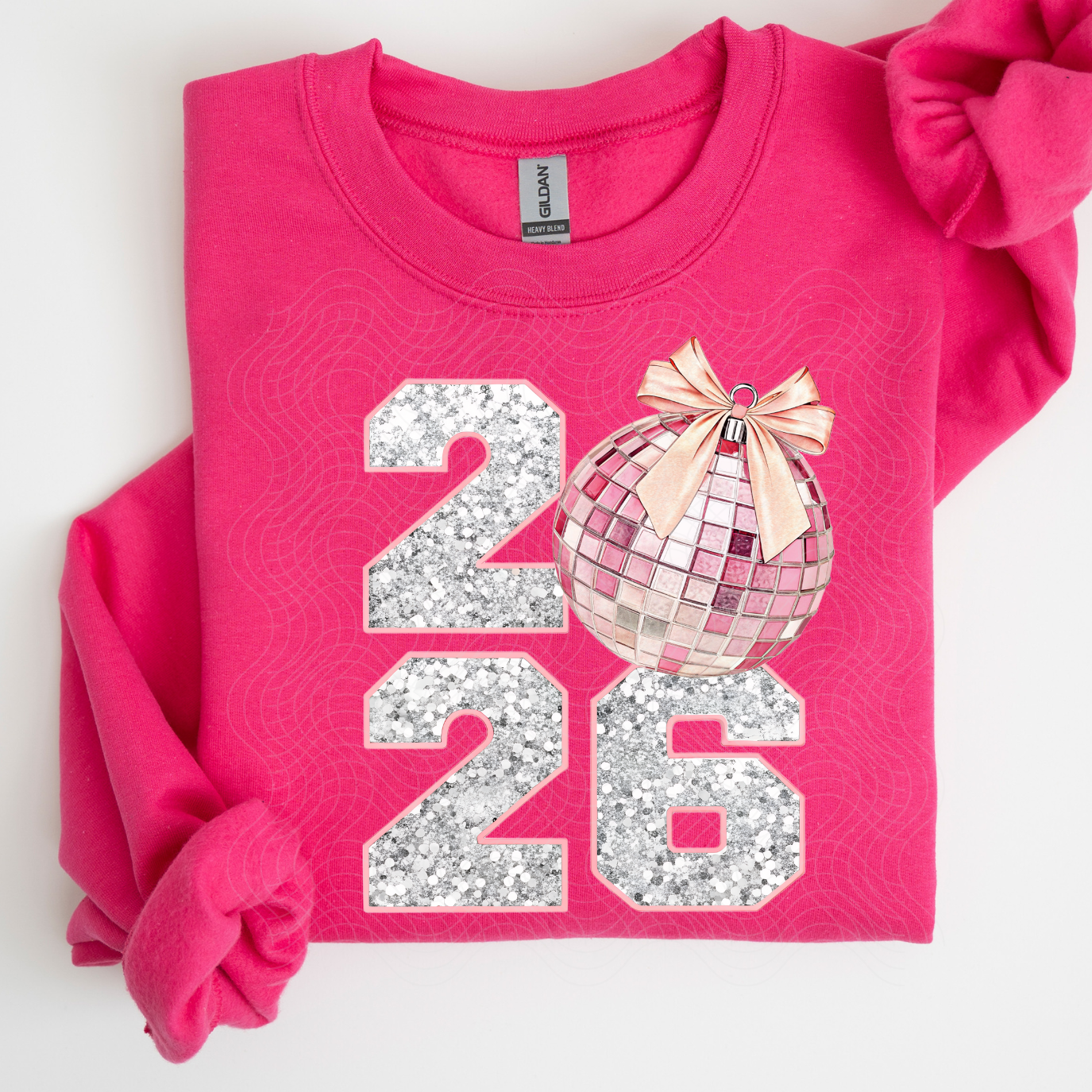 2026 FAUX GLITTER SILVER AND PINK - DTF TRANSFER