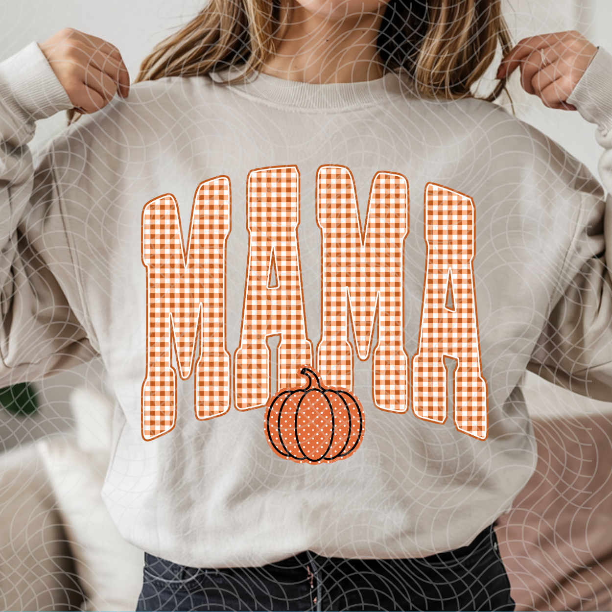 MAMA ORANGE GINGHAM - DTF TRANSFER