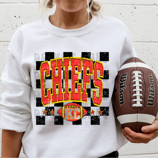 CHIEFS RETRO BACKGROUND DISTRESSED - DTF TRANSFER