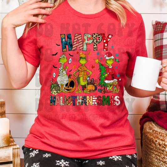 HAPPY HALLOTHANKSMAS GREEN GUY - DTF TRANSFER