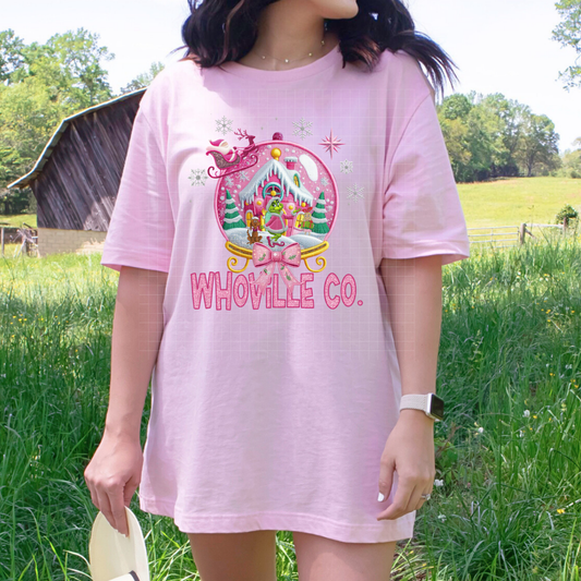 WHO VILLE CO PINK GLOBE - DTF TRANSFER